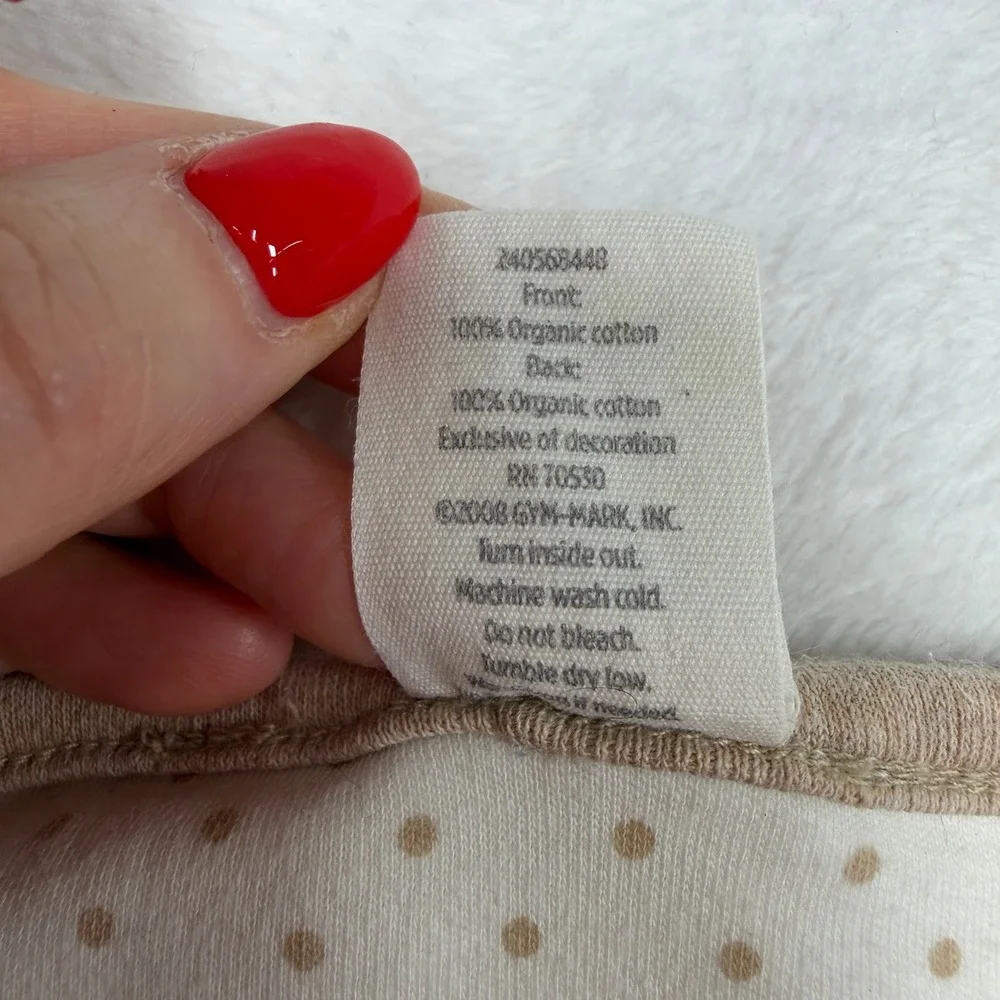 VTG Gymboree Baby Blanket Reversible Organic Cotton Bear Hug Polka Dot Cream Tan